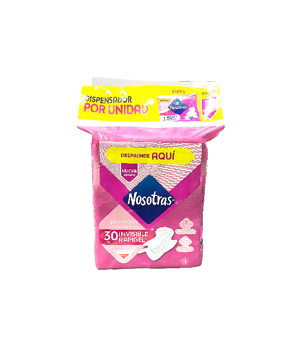 TOALLAS NOSOTRAS INVISIBLES RAPIGEL BOLSA X 30 UNDS